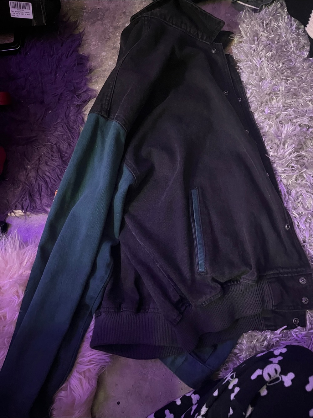 Black Jacket with Dark Green Sleeve